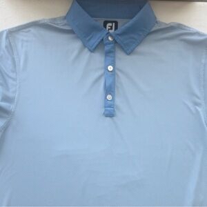 FootJoy Performance Polo Men's Blue and White Check Golf Shirt Size Large